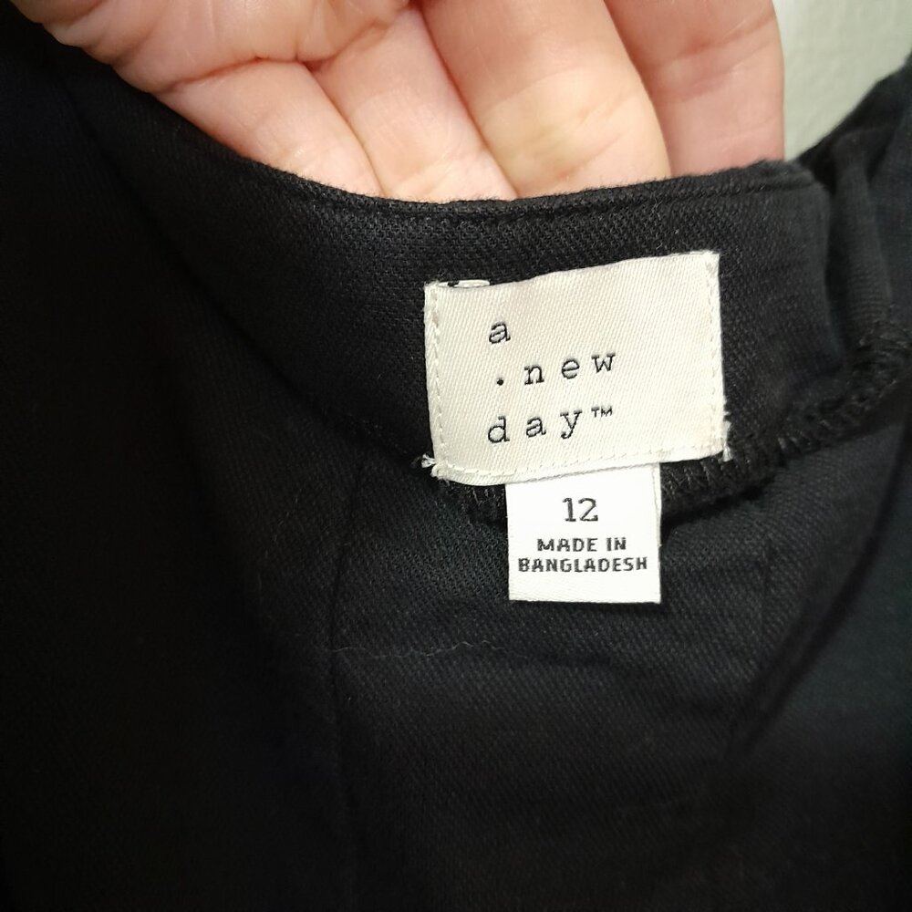 A New Day Black Fit & Flare Cotton Blend Dress Size 12 - Picture 6 of 9